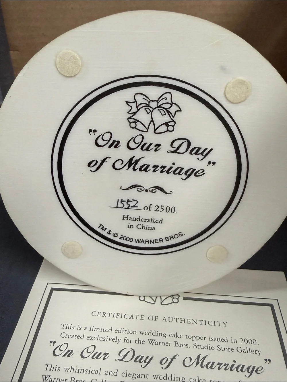 VTG 2000 Looney Tunes Pepe Le Pew Wedding Cake Topper LE 1552/2500 COA